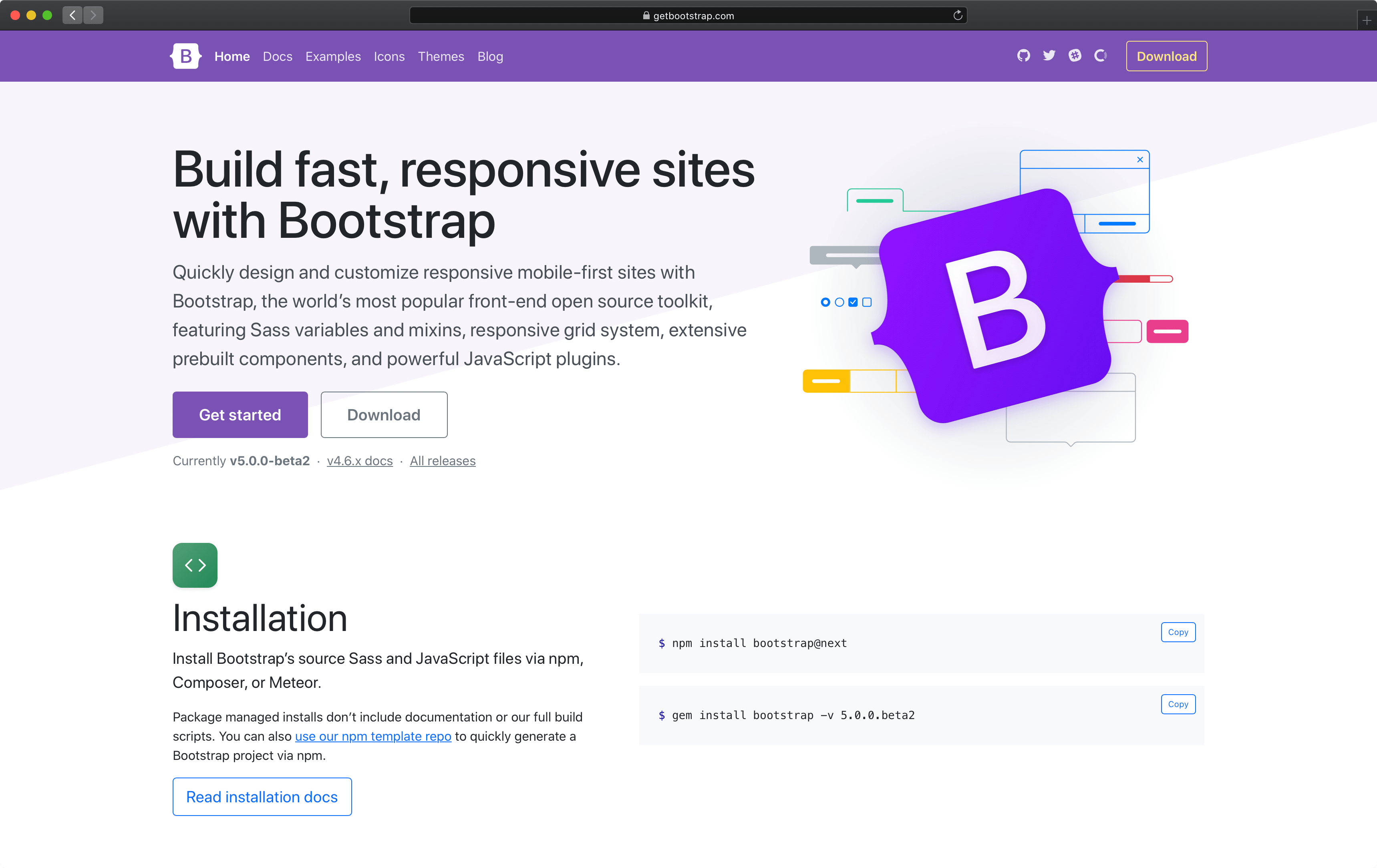 bootstrap page screenshot 